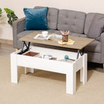 Tavolino da salotto sollevabile, tavolo con vano nascosto, stile moderno, per soggiorno, ufficio, 100x50x45cm, bianco