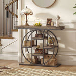 Tavolo Consolle da Ingresso Mobile da Ingresso Industriale 6 Ripiani Piano da 4cm 100 x 30 x 81,5cm Marrone Rustico