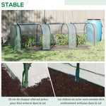 Mini Serre de Jardin Serre à tomates 3L x 1l x 0,8H m Acier PVC 140 g/m² Anti-UV 3 fenêtres Vert et Transparent