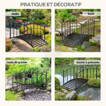 Pont de Jardin Pont en acier avec Garde-corps latéraux, Charge Maximale 120 KG, décoration Jardin, 119 x 67 x 70 cm noir