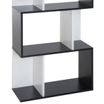 Bibliothèque à 5 niveaux, meuble de rangement en forme de S avec étagères, étagère de rangement pour salon, chambre bureau, 60 x 24 x 148 cm, noir, blanc