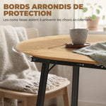 Mesa de comedor extensible ovalada para 4 a 6 personas, mesa de cocina 120-160 cm, bordes redondeados, roble