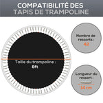 Tapis de rechange pour trampoline tapis de saut de remplacement, compatible trampoline Ø 2,4 m et ressorts de 14 cm