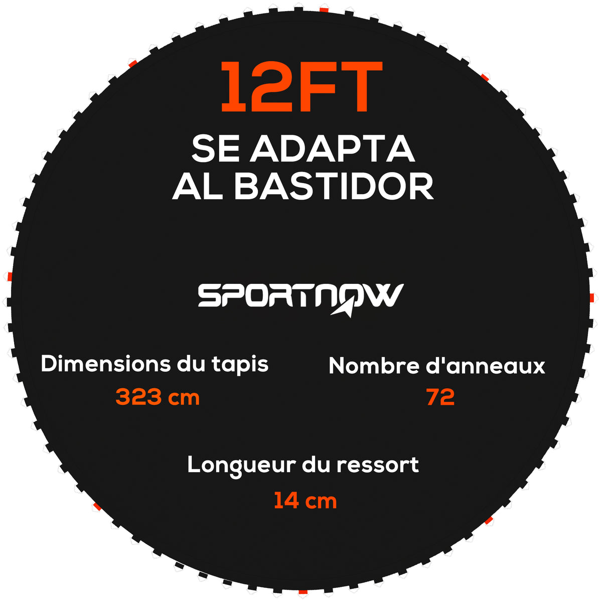 Ersatzsprungtuch für Trampolin, passend für Trampoline mit Ø 3,7 m und 14 cm Federn