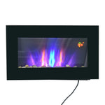 Cheminée électrique murale 1000/2000 W, cheminée décorative avec effet flamme 7 couleurs réglables, 72,5x11,5x40cm, noir
