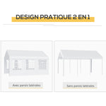 Tente de réception chapiteau de jardin chapiteau barnum 4 parois amovibles portes zippées idéal pour fête mariage soirée 6 x 4 x 2,8 m acier toile polyéthylène 180 g/m² blanc