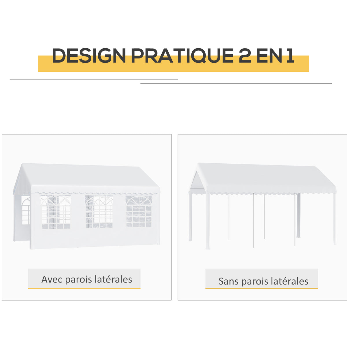 Tente de réception chapiteau de jardin chapiteau barnum 4 parois amovibles portes zippées idéal pour fête mariage soirée 6 x 4 x 2,8 m acier toile polyéthylène 180 g/m² blanc