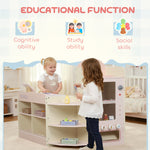 Supermarché pour enfant, marchande en bois, caisse enregistreuse, distributeur et accessoires, 90,7x60x73,8cm, vert