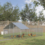 Enclos poulailler parc grillagé extérieur 18 m² chenil volière espace couvert acier galvanisé 6 x 3 x 1,95 m-1