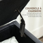 Banc coffre de rangement 2 en 1 banquette en velours avec couvercle à charnière capitonné et pieds en bois, gris foncé