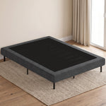 Sommier Tapissier 140x190 cm, Cadre de Lit avec Revêtement en Chenille, 10 Lattes Bois, 9 Pieds Stables, Gris