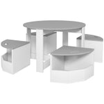 Table Enfant avec 4 Chaises 5 Pièces avec Rangement, Cadeau pour Fille Garçon 3-8 Ans, Ø 78 x 49 cm, Gris