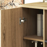 Meuble colonne salle de bain, armoire de salle de bain avec 6 compartiments ouverts et 2 placards, bois naturel
