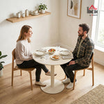 Tavolo da Pranzo Rotondo per 2 Persone Ø60 cm, Moderno con Base Rotonda, Struttura in Acciaio, per Interni ed Esterni, Beige