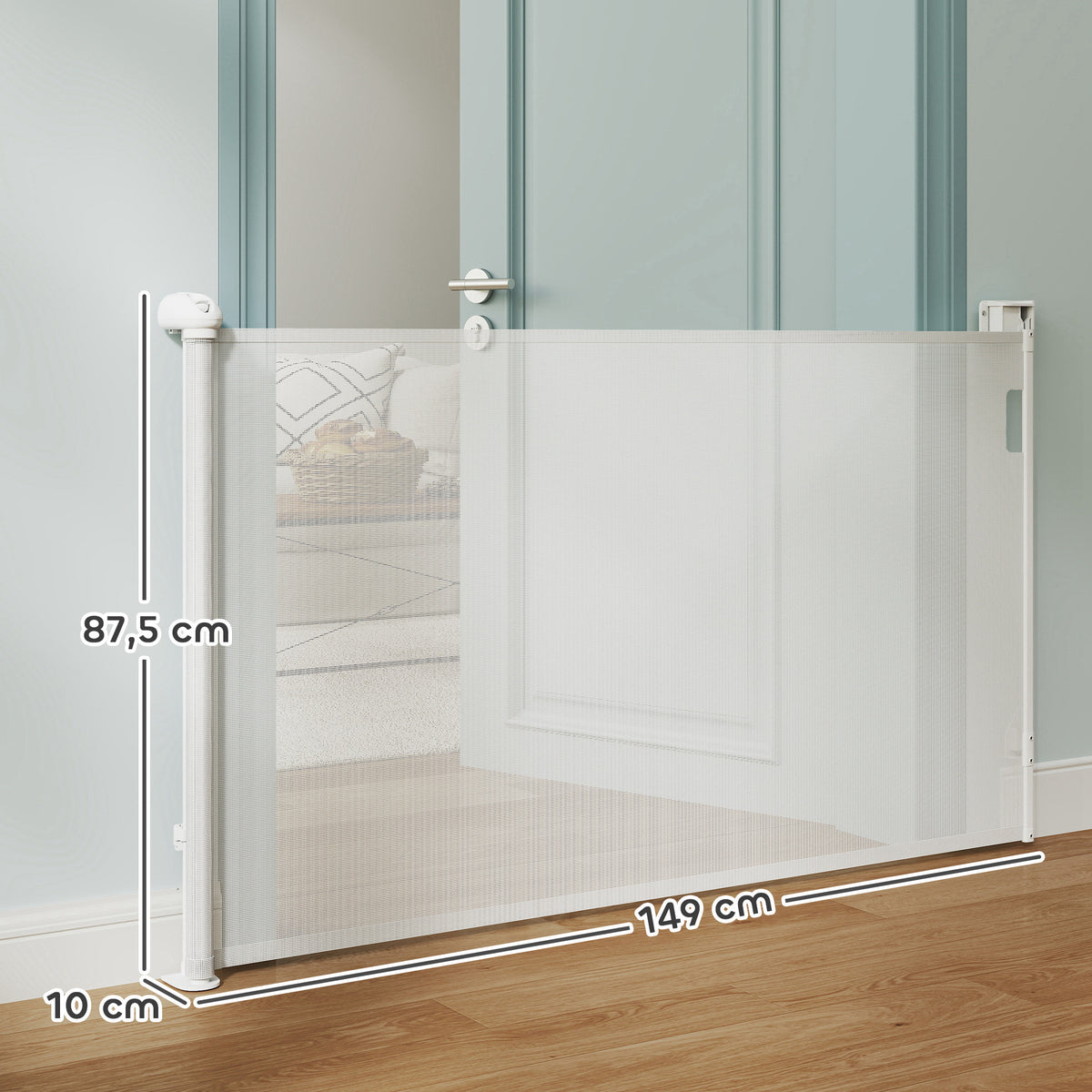 Barrière rétractable pour chien largeur 149 cm verrouillage automatique - blanc