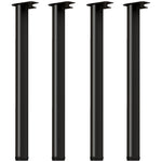Set di 4 gambe per tavolo in metallo, stile industriale, con viti autofilettanti e piedini regolabili, 73 x 6 x 6 cm, nero