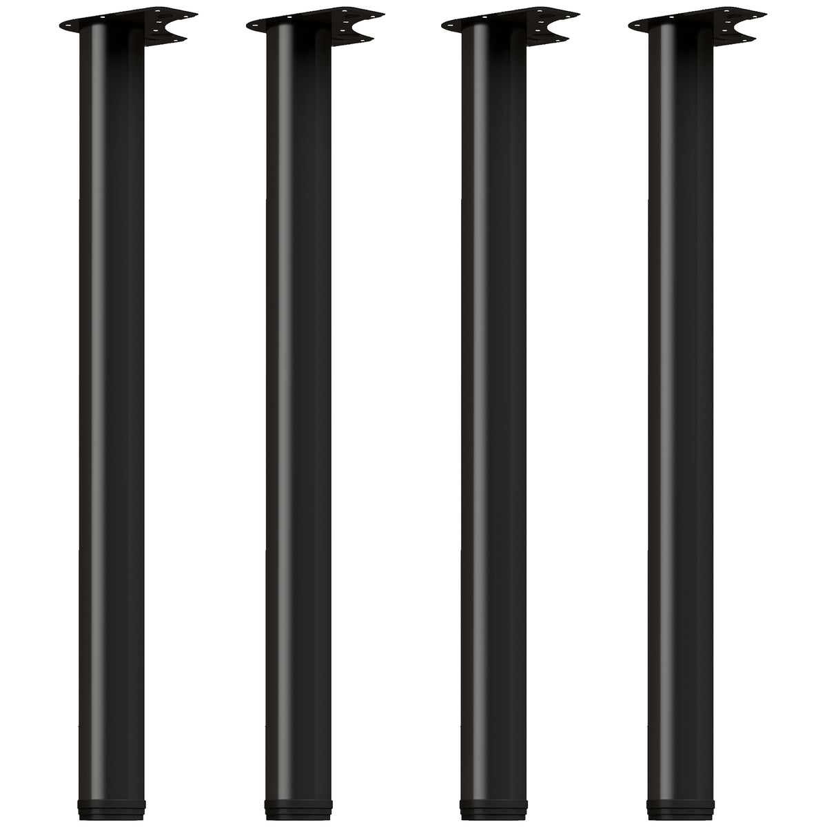 Set di 4 gambe per tavolo in metallo, stile industriale, con viti autofilettanti e piedini regolabili, 73 x 6 x 6 cm, nero