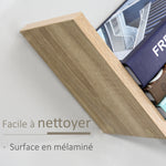 Etagères murale flottante - design contemporain en V - kit fixation inclus - panneaux particules chêne clair