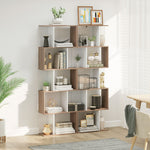 Bibliothèque à 5 niveaux, meuble de rangement en forme de S avec étagères, étagère de rangement blanc