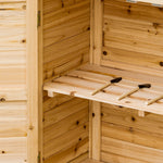 Armoire de jardin remise pour outils sur pied placard avec double porte et étagère interne en bois massif sapin pré-huilé dim. 83L x 40l x 92H cm naturel
