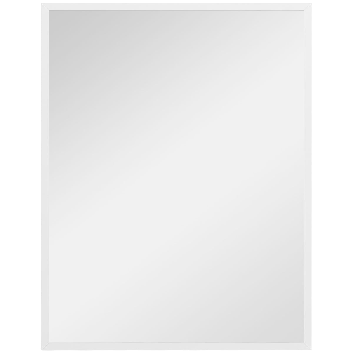 Miroir mural rectangulaire 90 x 70 cm, cadre en bois blanc, idéal pour la salle de bain, salon ou chambre