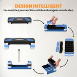 Stepper Fitness Aérobic hauteur réglable 10/15/20 cm surface antidérapante 80 x 31 x 20 cm noir bleu