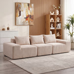Canapé 3 Places en Chenille 320 cm, Canapé Modulaire, Assise et Accoudoirs Extra-Larges, Entièrement Compressé, Beige