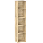 Bibliothèque étagère de rangement 5 niveaux avec étagères réglables pour salon, chambre, bureau, 30x24x133,5cm, naturel