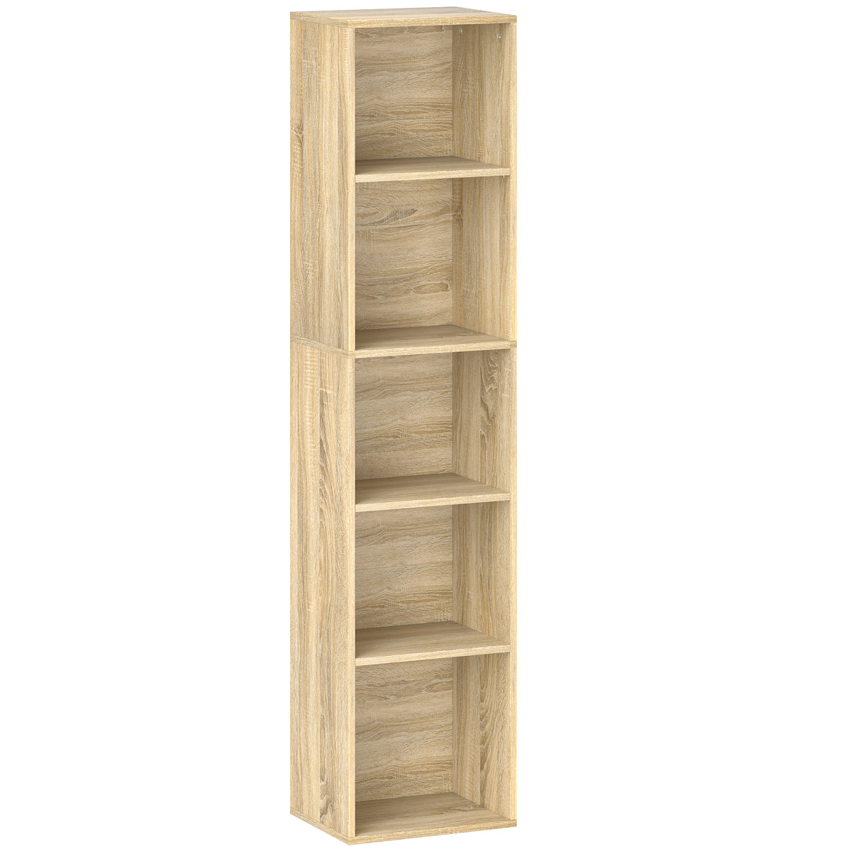 Bibliothèque étagère de rangement 5 niveaux avec étagères réglables pour salon, chambre, bureau, 30x24x133,5cm, naturel