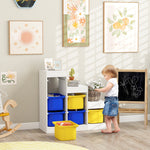 Meuble de rangement pour jouets des enfants avec 6 bacs amovibles, 3 niveaux de rangement, 96 x 38,5 x 90, multicolore