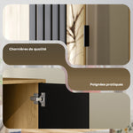 Armoire chambre penderie avec miroir, compartiments ouverts, placard et tringle de suspension, 80 x 30 x 170 cm, naturel