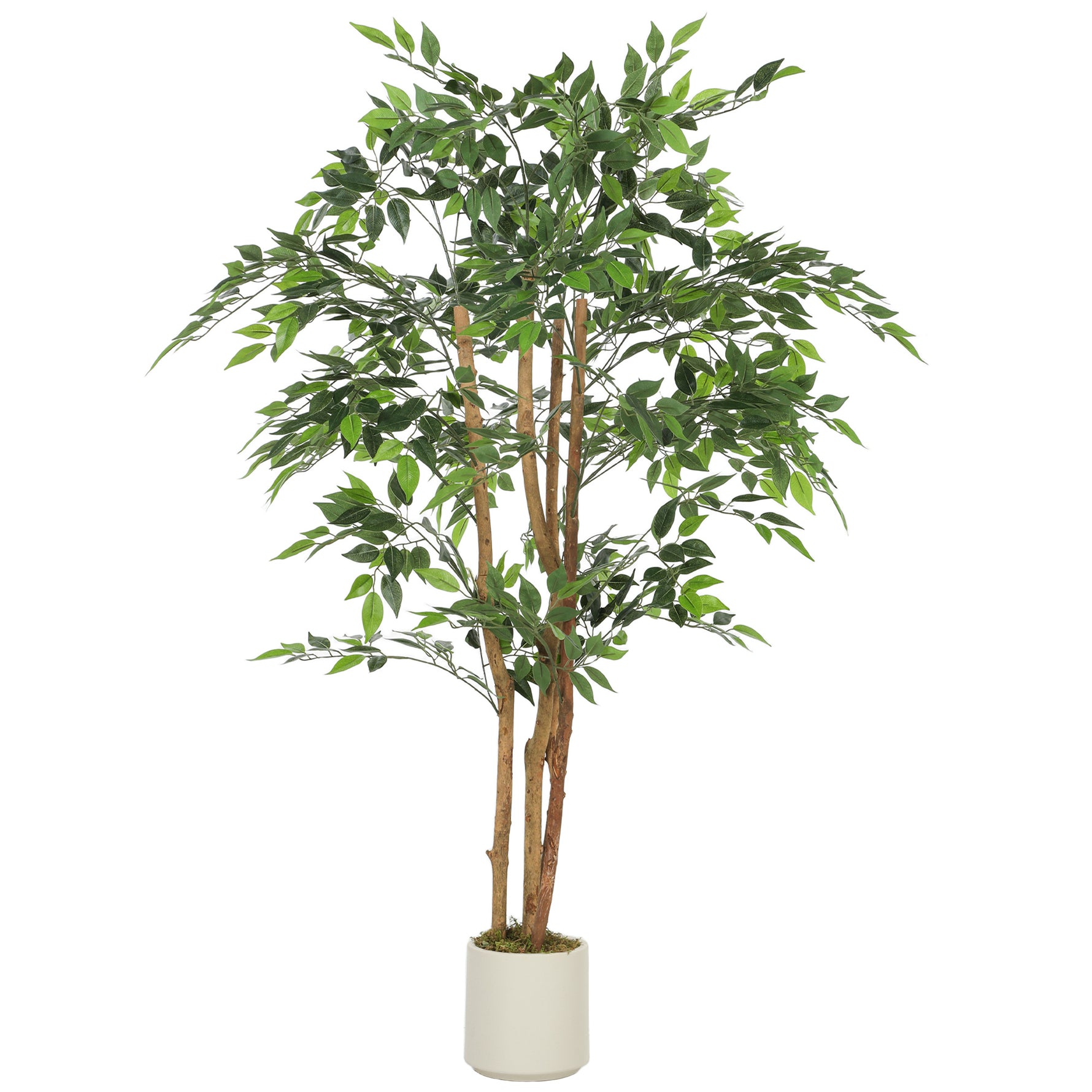 Plante artificielle intérieure 150 cm banian arbre artificiel, pot en plastique et tronc en bois massif, vert