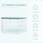 Parc pour chien, enclos chien 6 panneaux avec toit, modulable et pliable, enclos portable 60H cm avec porte, clôture pour chat, chiens de petit taille, intérieur et extérieur, argent, vert