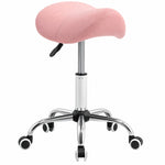 Tabouret à roulettes, chaise de travail avec hauteur réglable 49-61 cm et selle ergonomique, 52x53x49-61cm, rose