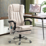 Fauteuil de bureau massant et chauffant avec hauteur réglable, dossier inclinable, repose-pied et télécommande, crème