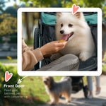 Poussette pour Chien Pliable Tout Terrain, Roue Avant Verrouillable, Coussin, Auvent Réglable, 111x58x107cm, Vert Foncé
