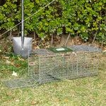 Trappola a gabbia pieghevole per piccoli animali tipo ratti e topi - 2 porte, maniglia, 66 x 24 x 30,5 cm, acciaio grigio