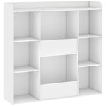 Meuble rangement enfant, bibliothèque enfants avec 8 compartiments et étagère supérieure, 104 x 29 x 101,5 cm, blanc