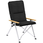 Chaise de camping chaise de pêche pliante, dossier haut, coussin amovible et sac de transport, 59x67x96cm, noir