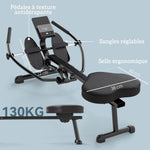 Rameur hydraulique à 12 niveaux avec écran LCD, pour l'entraînement cardio à domicile, charge max. 130 kg, noir