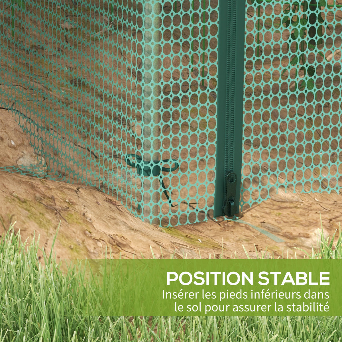Serre de jardin serre à tomates filet protection porte zippée enroulable HDPE, dim. 125L x 248l x 62,5H cm