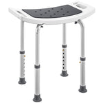 Sedile doccia regolabile in altezza, sgabello doccia ergonomico, piedini antiscivolo, carico max. 135 kg, alluminio HDPE, grigio