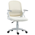 Chaise bureau ergonomique, fauteuil de bureau en maille avec accoudoirs relevables, hauteur réglable, blanc