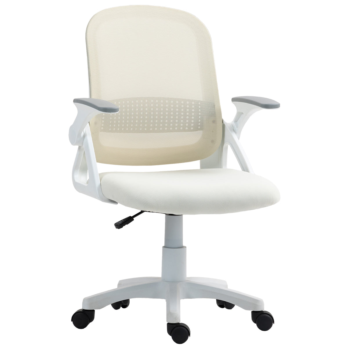 Chaise bureau ergonomique, fauteuil de bureau en maille avec accoudoirs relevables, hauteur réglable, blanc