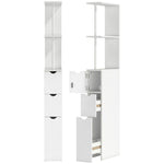 Meuble colonne salle de bain armoire de salle de bain avec tiroirs étagères ouvertes placard 15 x 33 x 136,8 cm blanc