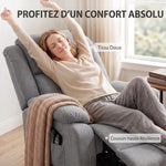 Fauteuil releveur électrique massage et chauffage avec repose-pied, dossier inclinable, télécommande et poche latérale