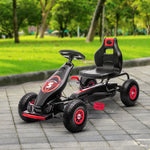 Kart à pédales pour enfant siège réglable 3 positions frein à main enfant de 5 à 12 ans rouge noir
