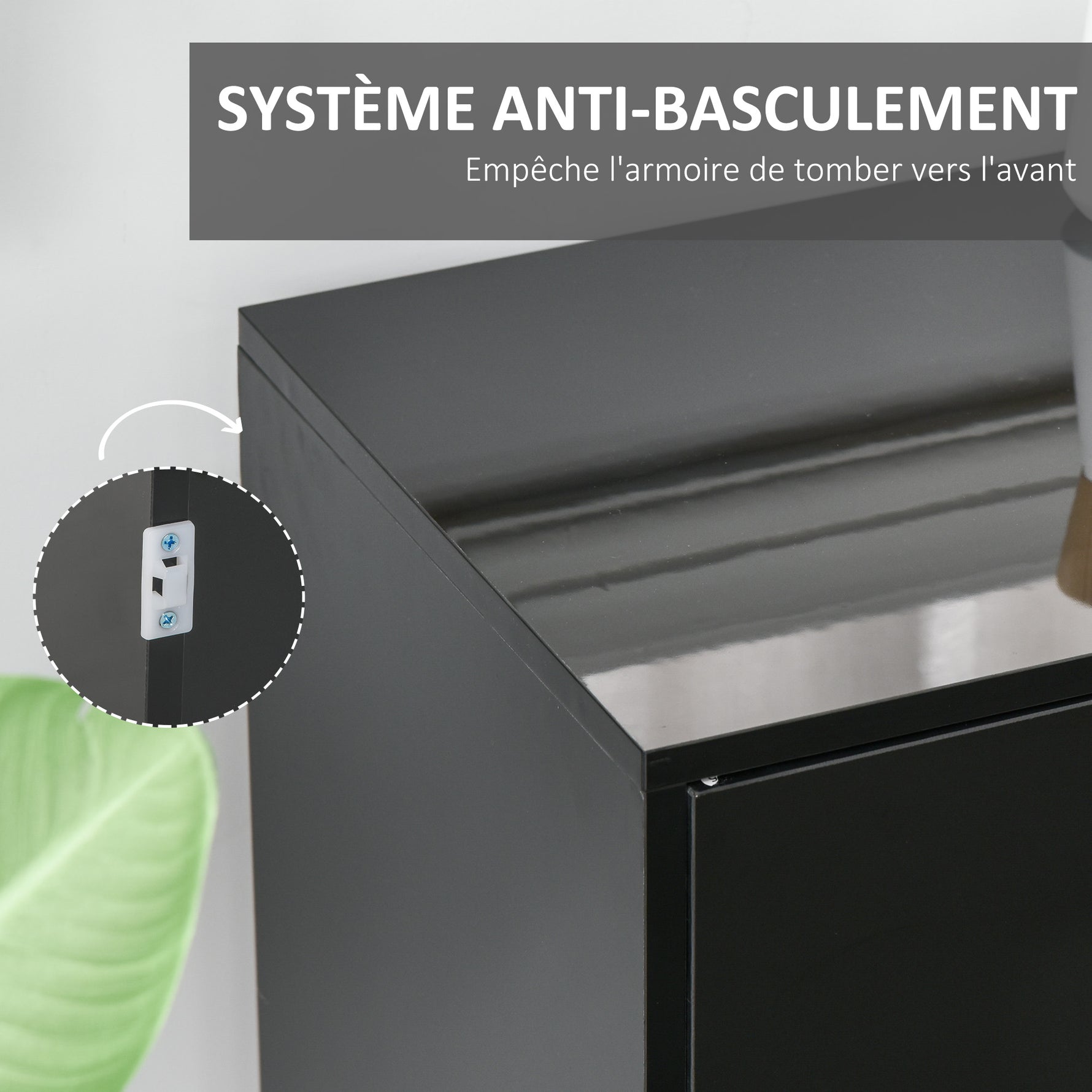 Buffet meuble de rangement 2 tiroirs coulissants 3 portes étagère réglable panneaux de particules 117 x 36 x 74 cm noir