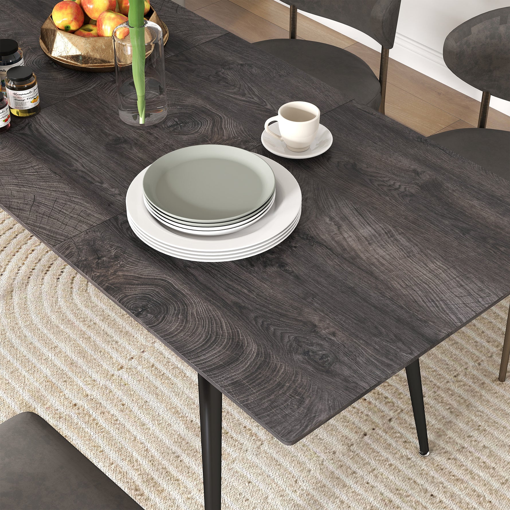 Table à manger pliante table extensible 120-160 cm jusqu'à 6 à 8 personnes avec pieds en acier, gris