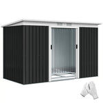 Abri de jardin en acier galvanisé XXL 3,6 m² avec kit de fondation 280 x 130 x 172 cm, cabane de jardin cabanon rangement outils avec portes coulissantes verrouillables aérations, noir